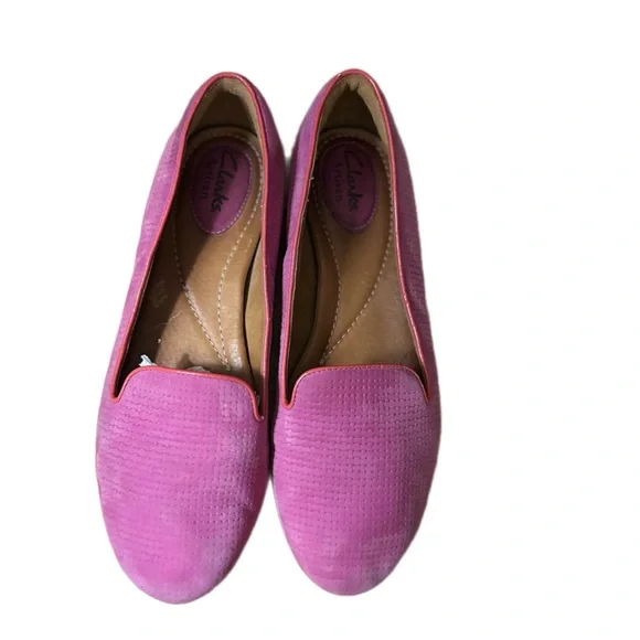 Clarks Artisan Tige De Cuir Loafers Suede Flats Circa 2013 Pink Excellent Size 7 - Picture 2 of 8
